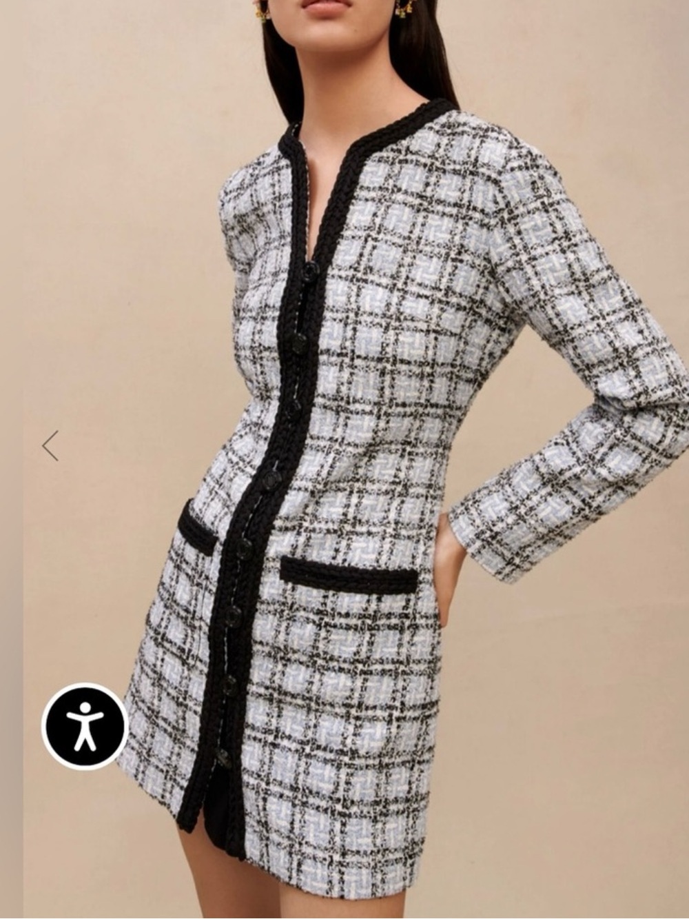 Maje tweed dress. Blue black long sleeve new